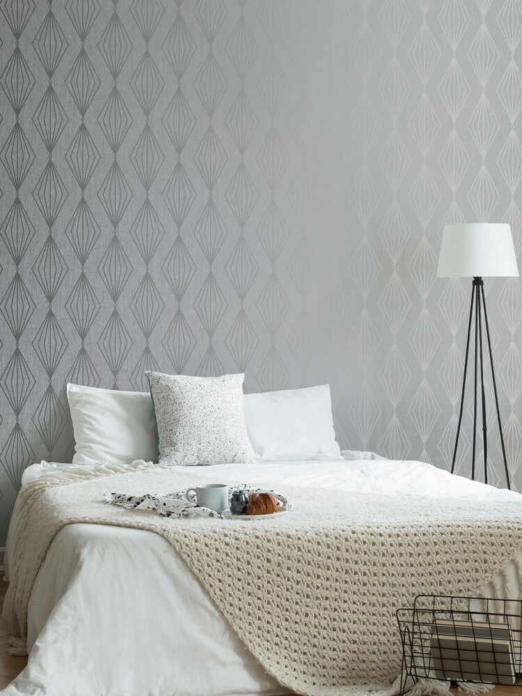 Art For The Home Silver Boutique Marquise Geo 10M Wallpaper - Image 1 of 1 Art For The Home Silver Boutique Marquise Geo 10M Wallpaper - Image 1 of 1