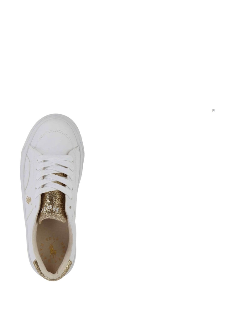 Polo Ralph Lauren Gold Kids Glitter Ryley Trainers - Image 4 of 4