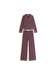 Tommy Hilfiger Brown Essential Piping Relaxed Pyjamas Set - Image 1 of 5