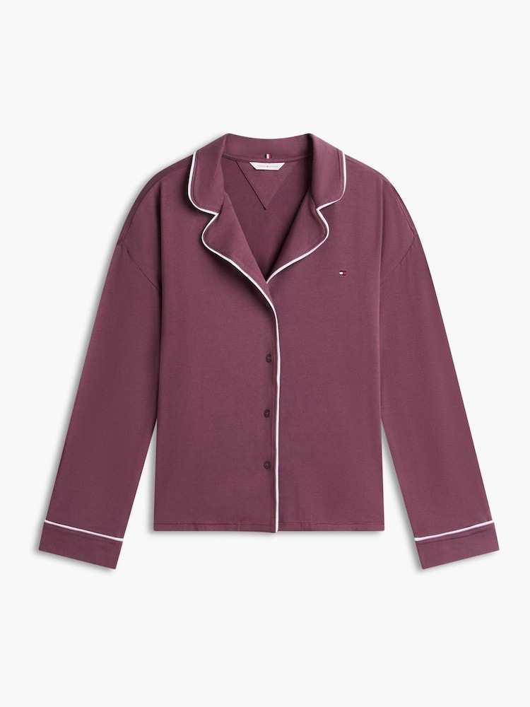 Tommy Hilfiger Brown Essential Piping Relaxed Pyjamas Set - Image 2 of 5 Tommy Hilfiger Brown Essential Piping Relaxed Pyjamas Set - Image 2 of 5