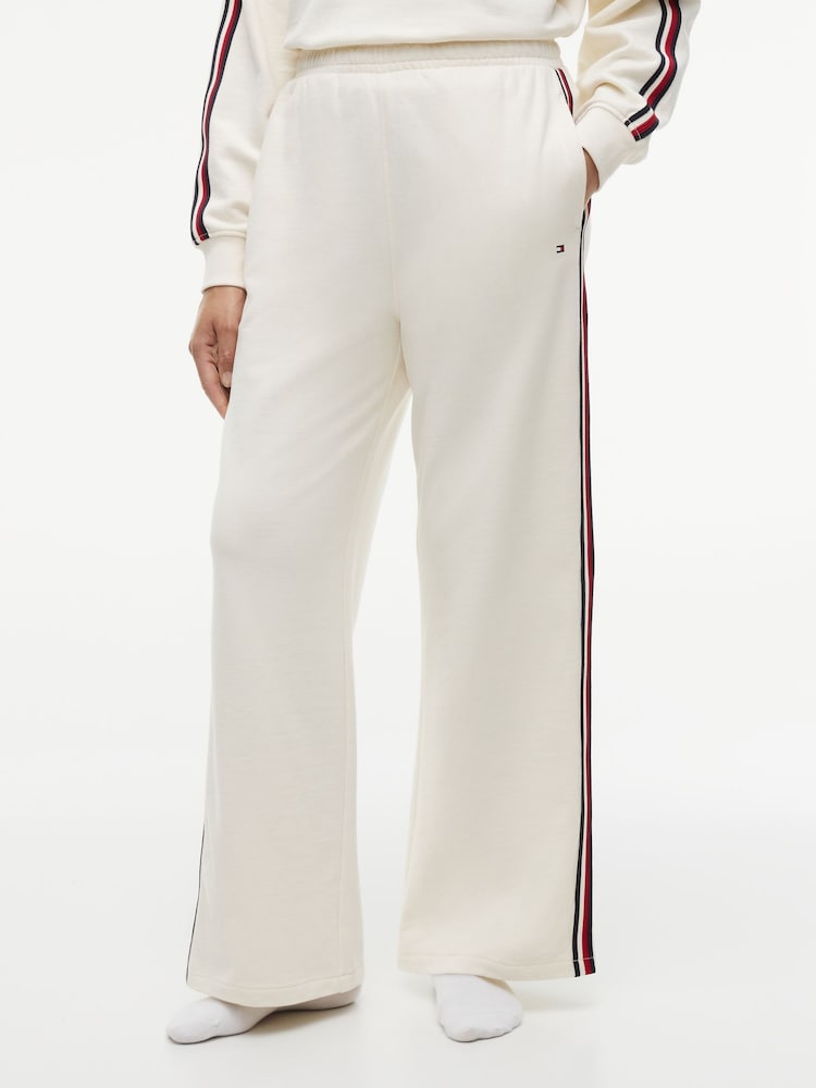 Tommy Hilfiger Cream Global Stripe Wide Leg Lounge Joggers - Image 1 of 5