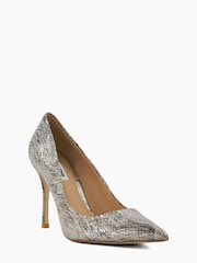 Dune London Silver Atlanta High Heel Pointed Courts - Image 2 of 5