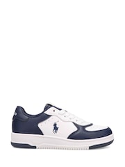 Polo Ralph Lauren White/Blue Kids Masters Court Trainers - Image 1 of 4