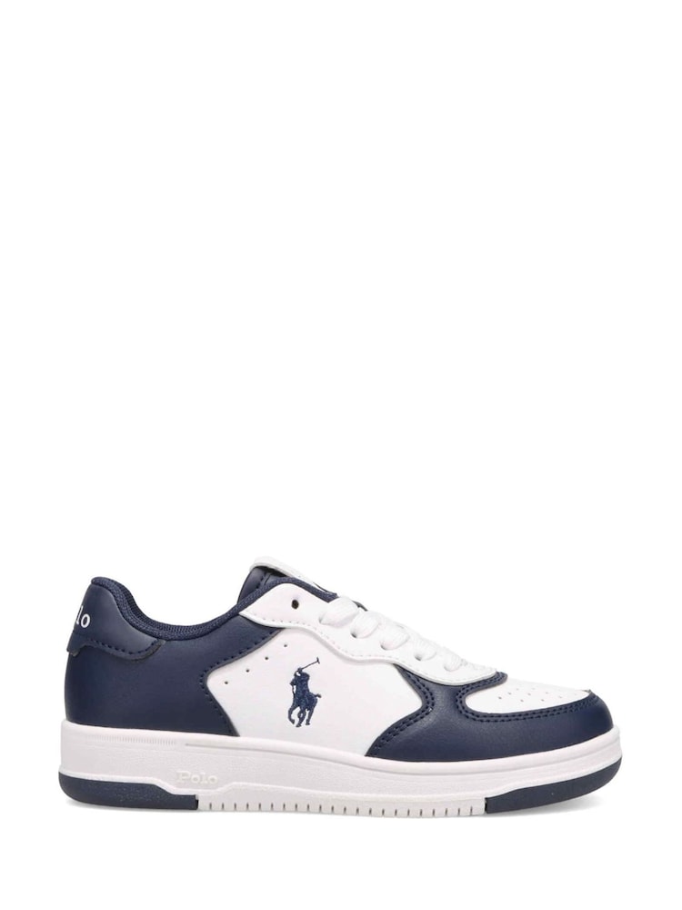 Polo Ralph Lauren White/Blue Kids Masters Court Trainers - Image 1 of 4