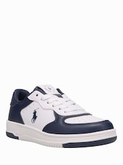Polo Ralph Lauren White/Blue Kids Masters Court Trainers - Image 2 of 4