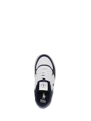 Polo Ralph Lauren White/Blue Kids Masters Court Trainers - Image 3 of 4