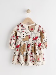 White/Red Character Christmas Baby Jersey 100% Cotton Dress With Tights Set (0mths-2yrs) - Image 2 of 7