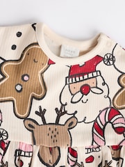 White/Red Character Christmas Baby Jersey 100% Cotton Dress With Tights Set (0mths-2yrs) - Image 4 of 7