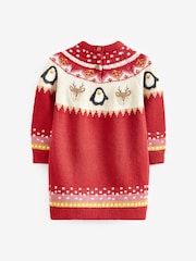 Red Reindeer Knitted Jumper Dress (3mths-7yrs) - Image 4 of 5