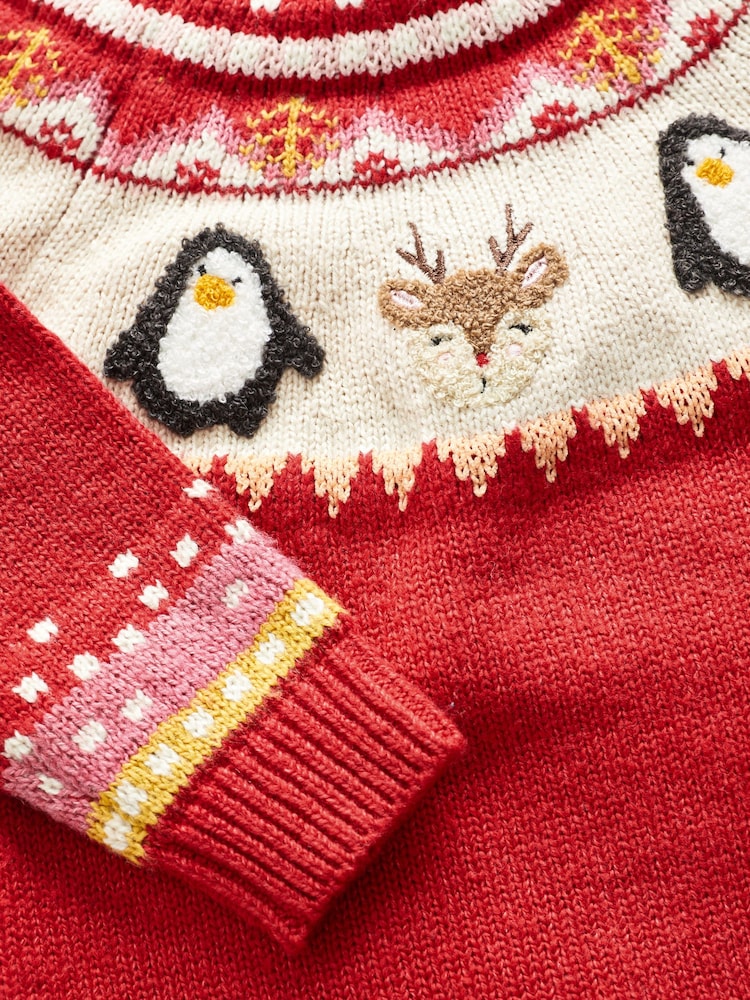 Red Reindeer Knitted Jumper Dress (3mths-7yrs) - Image 5 of 5