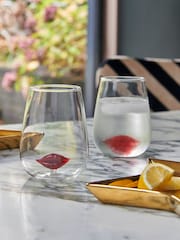 Rockett St George Set of 2 Clear Lips Tumblers - Image 1 of 2