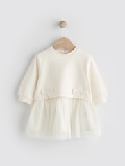 White Twofer Mesh Baby Dress (0mths-2yrs) - Image 1 of 7