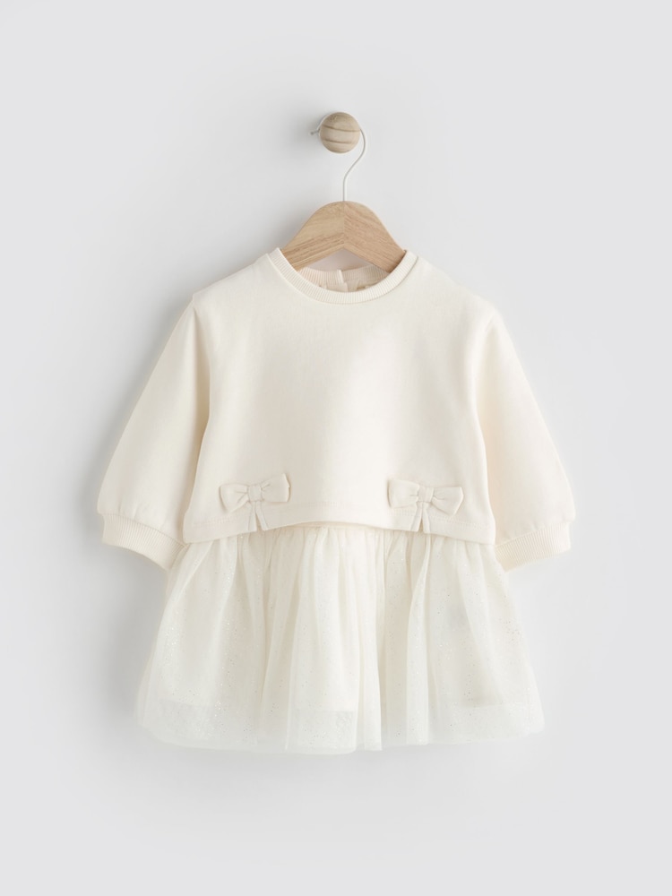 White Twofer Mesh Baby Dress (0mths-2yrs) - Image 1 of 7