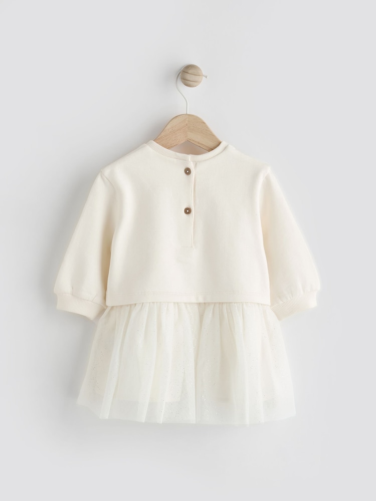 White Twofer Mesh Baby Dress (0mths-2yrs) - Image 2 of 7