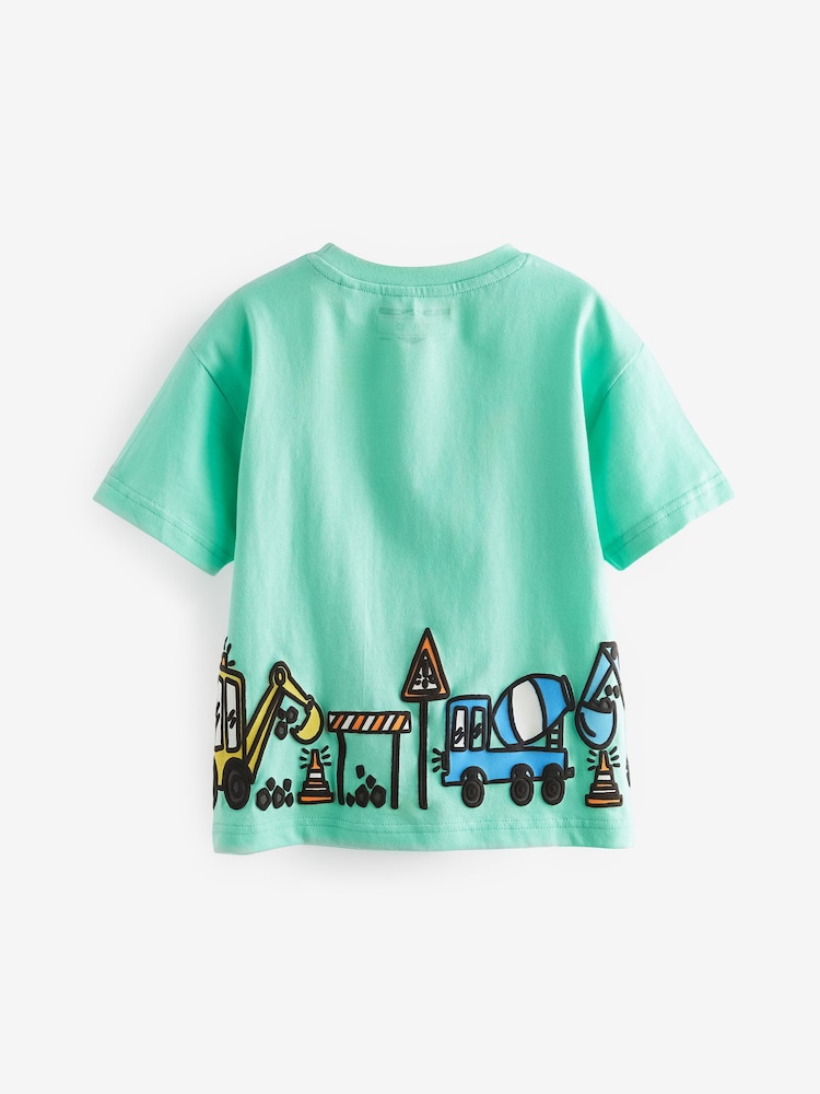 Blue/Green Transport Short Sleeve T-Shirts 3 Pack (3mths-7yrs) - Image 2 of 3 Blue/Green Transport Short Sleeve T-Shirts 3 Pack (3mths-7yrs) - Image 2 of 3