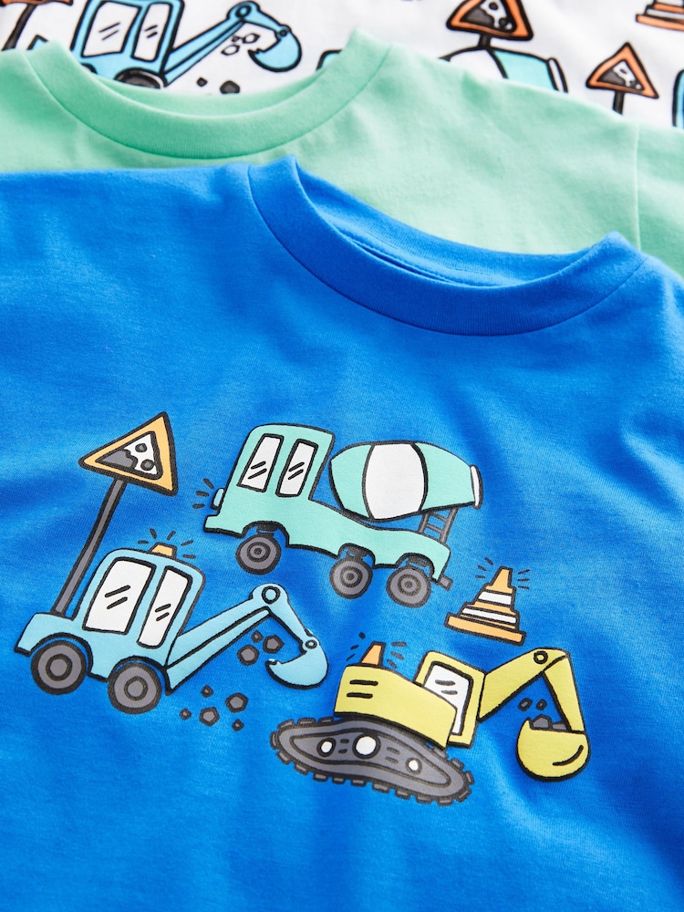 Blue/Green Transport Short Sleeve T-Shirts 3 Pack (3mths-7yrs) - Image 3 of 3 Blue/Green Transport Short Sleeve T-Shirts 3 Pack (3mths-7yrs) - Image 3 of 3