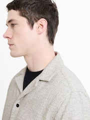 French Connection White Cotton Textured Relaxed Collar Button Long Sleeve Shacket - Image 2 of 6