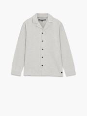 French Connection White Cotton Textured Relaxed Collar Button Long Sleeve Shacket - Image 3 of 6