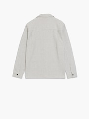 French Connection White Cotton Textured Relaxed Collar Button Long Sleeve Shacket - Image 4 of 6
