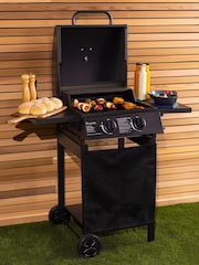 Charles Bentley Black Garden Deluxe 2 Burner Gas BBQ - Image 1 of 6