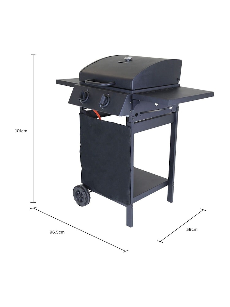 Charles Bentley Black Garden Deluxe 2 Burner Gas BBQ - Image 6 of 6