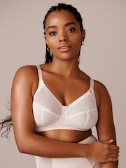 Cream Total Support Non Pad Non Wire Animal Print Mesh Bra with Side Support - Image 1 of 7