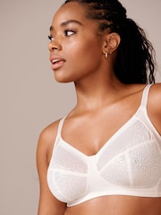 Cream Total Support Non Pad Non Wire Animal Print Mesh Bra with Side Support - Image 5 of 7