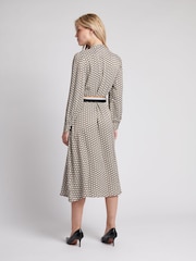 U.S. Polo Assn. Brown Womens Striped Trim Print Midi Dress - Image 2 of 7