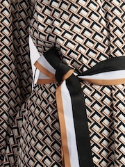 U.S. Polo Assn. Brown Womens Striped Trim Print Midi Dress - Image 5 of 7