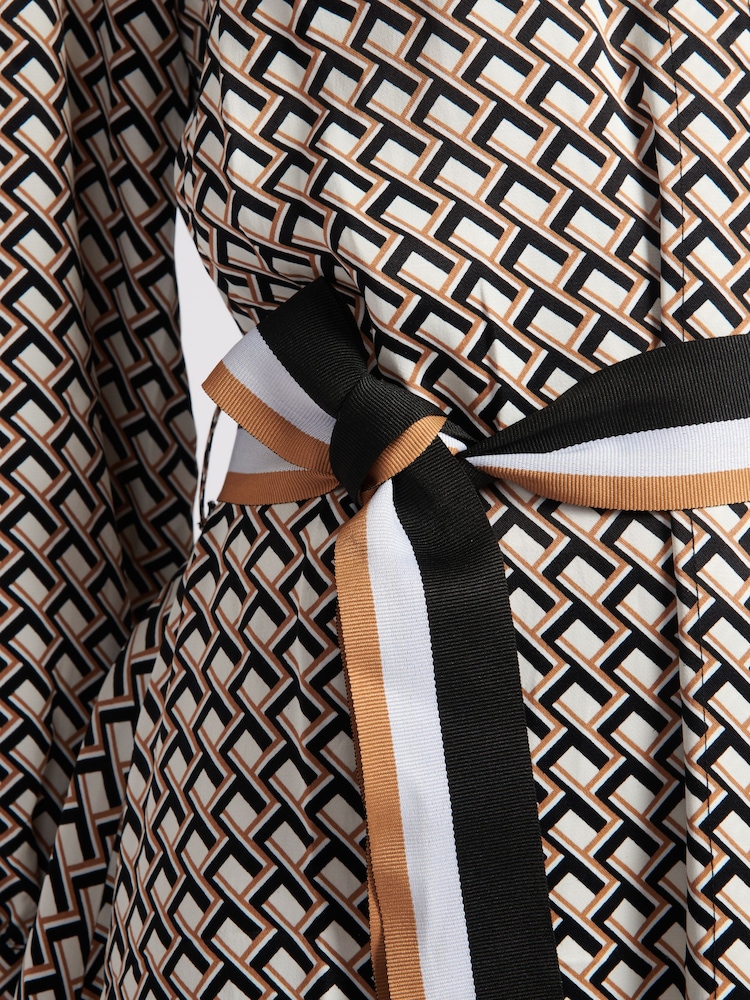 U.S. Polo Assn. Brown Womens Striped Trim Print Midi Dress - Image 5 of 7