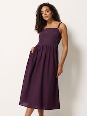 M&Co Purple Linen Blend Cornelli Dress - Image 2 of 5