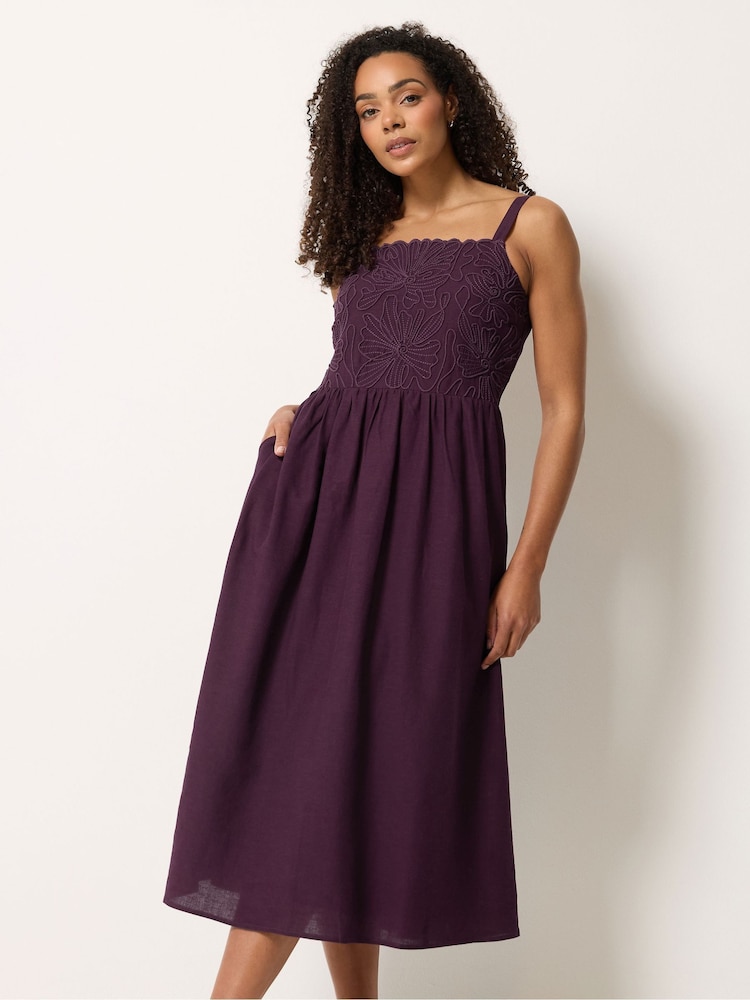 M&Co Purple Linen Blend Cornelli Dress - Image 2 of 5 M&Co Purple Linen Blend Cornelli Dress - Image 2 of 5