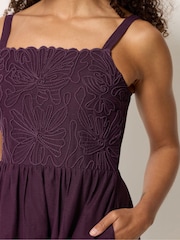 M&Co Purple Linen Blend Cornelli Dress - Image 4 of 5