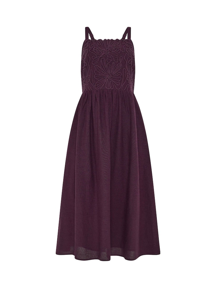 M&Co Purple Linen Blend Cornelli Dress - Image 5 of 5 M&Co Purple Linen Blend Cornelli Dress - Image 5 of 5