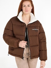 Calvin Klein Jeans Reversible 90s Puffer Brown Coat - Image 4 of 6