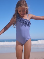 Blau - One-Shoulder Corsage Swimsuit (3-16yrs) - Bild 1 von 5