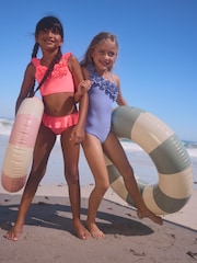 Blau - One-Shoulder Corsage Swimsuit (3-16yrs) - Bild 2 von 5