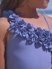 Blau - One-Shoulder Corsage Swimsuit (3-16yrs) - Bild 5 von 5