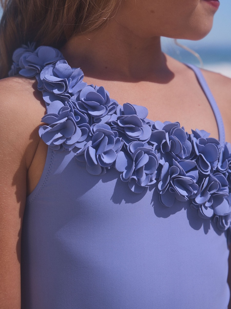 Blau - One-Shoulder Corsage Swimsuit (3-16yrs) - Bild 5 von 5