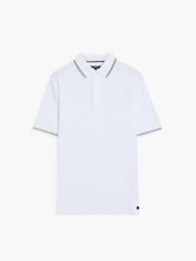 French Connection White Cotton Contrast Trim Button Short Sleeve Polo Shirt - Image 3 of 6