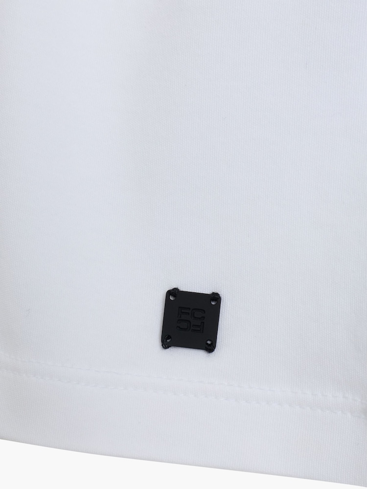 French Connection White Cotton Contrast Trim Button Short Sleeve Polo Shirt - Image 6 of 6