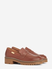 Barbour® Tan Brown Norma Leather Penny Loafers - Image 3 of 5