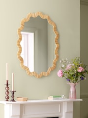 Nina Campbell Natural Hand Woven Scallop Frame Wall Mirror - Image 1 of 6