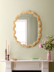 Nina Campbell Natural Hand Woven Scallop Frame Wall Mirror - Image 2 of 6