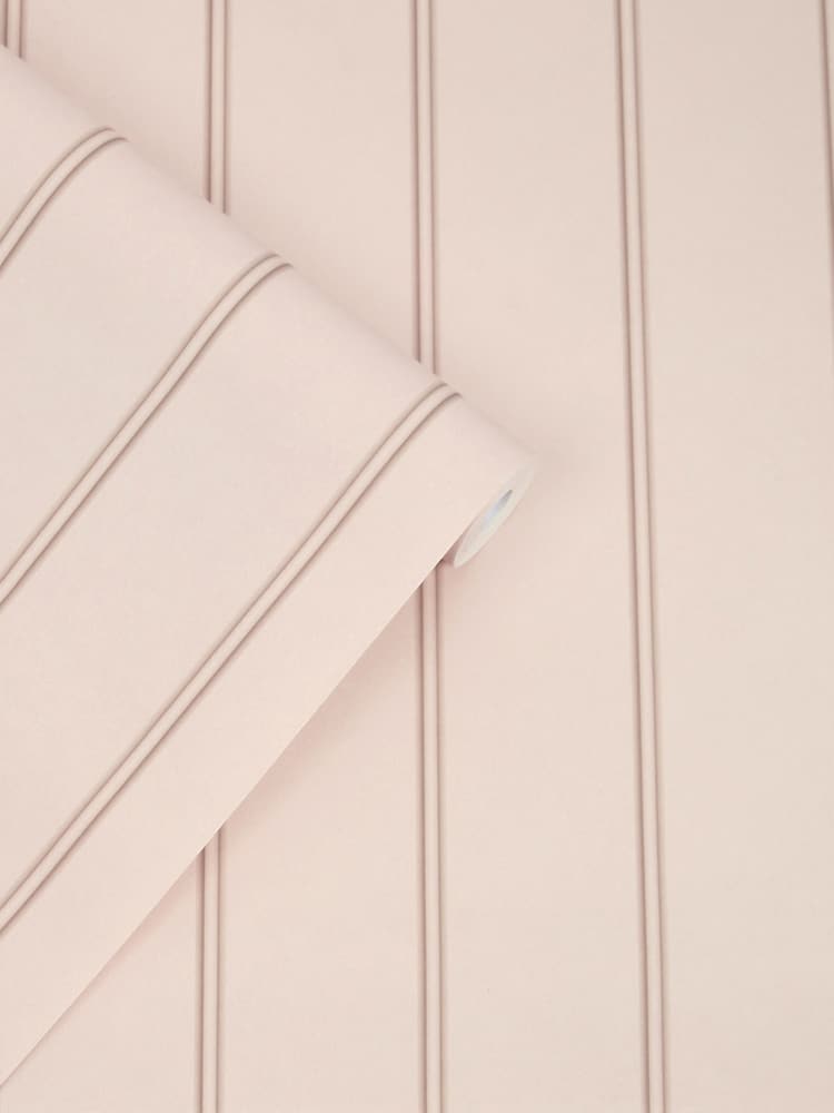 Laura Ashley Plaster Pink Chalford Wood Panelling 10M Wallpaper - Image 2 of 3