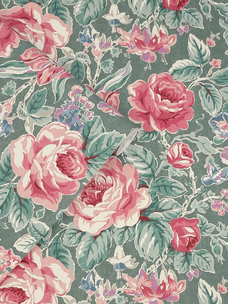 Laura Ashley Fern Green Wild Roses 10M Wallpaper - Image 3 of 3