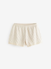 Laura Ashley Cream 100% Cotton Pointelle Lounge Shorts - Image 6 of 7