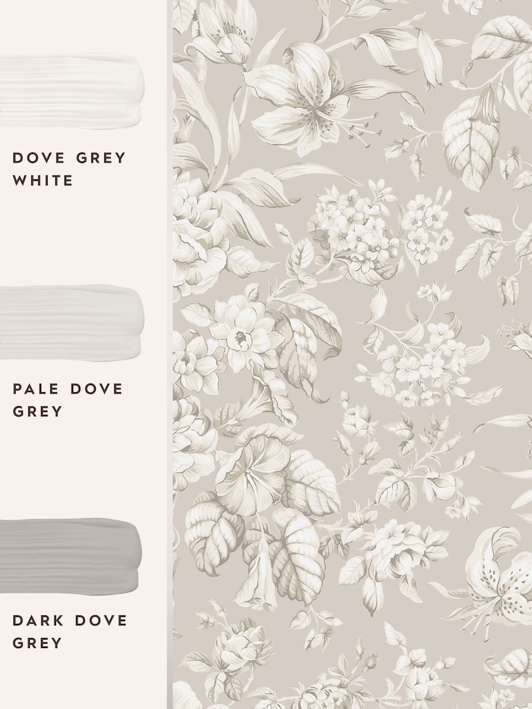 Laura Ashley Dove Grey Heledd Blooms 10M Wallpaper - Image 2 of 3