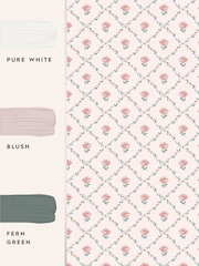 Laura Ashley Coral Pink Kate 10M Wallpaper - Image 4 of 4