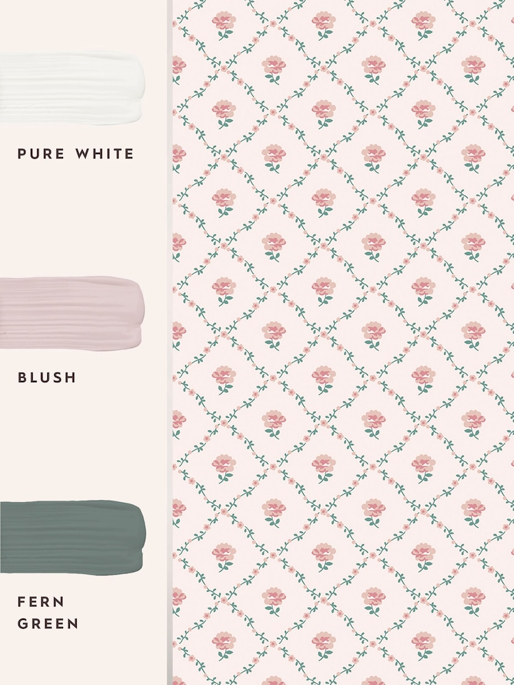 Laura Ashley Coral Pink Kate 10M Wallpaper - Image 4 of 4